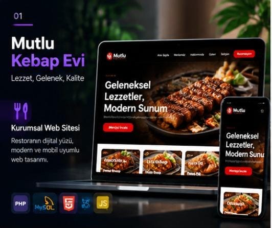 Mutlu Kebap Evi restoran web sitesi ana sayfa tasarımı